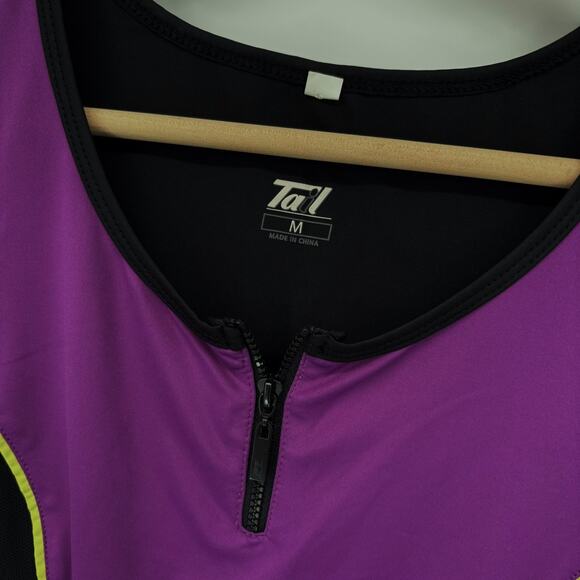 Tail Tank Top Medium Zip Mesh Activewear Tennis Pickleball Golf Purple Black - Picture 2 of 5